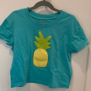 Cat & Jack Turquoise Tee with Pineapple Patch